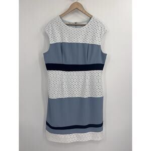 Cleo Blue Lace Color Black Shift Dress Size 16 Career